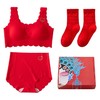 【马年限定❗️专为发育期少女设计】无痕无束缚，新年穿红衣，鸿运吉祥，大吉大利！2025新年喜庆本命年大红内衣套装文胸内裤青少年新娘胸罩袜子年货礼盒 商品缩略图6