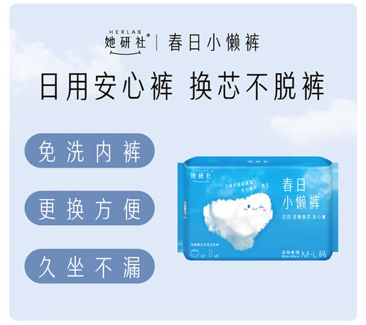 她研社 春日小懒裤日用安心裤M-L码2条+可替换芯8片 商品图0