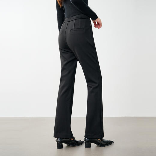 NEELLY纳俪商场同款冬季新款收腰显瘦微喇休闲裤女高腰黑色长裤N23114H07766 商品图1