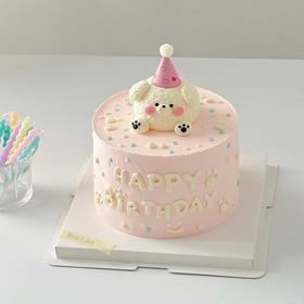 可爱奶油小狗手绘蛋糕