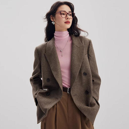 （小眠专属）初棉人字纹羊毛西装外套 商品图0