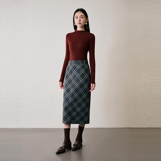 NEELLY纳俪商场同款冬季新款绵羊毛套头圆领针织衫气质通勤毛衣女N24104A06616 商品图2