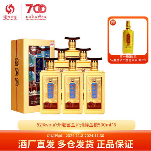下架【泸州老窖】52度金泸州醉金楼500ml*6 商品图0