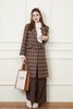 ESTELLICA 翻领学院棕色格纹拼接长大衣 19393 商品缩略图0