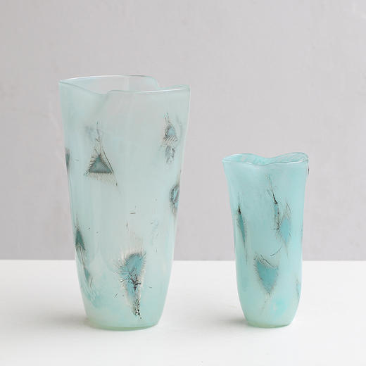 现代简约蓝色敞口渐变磁粉玻璃花瓶电视柜餐桌鲜花百合中古风花瓶 商品图2