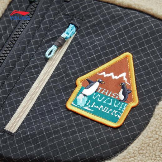 李宁男大童户外系列保暖宽松拼接休闲外套YFDU149 商品图3