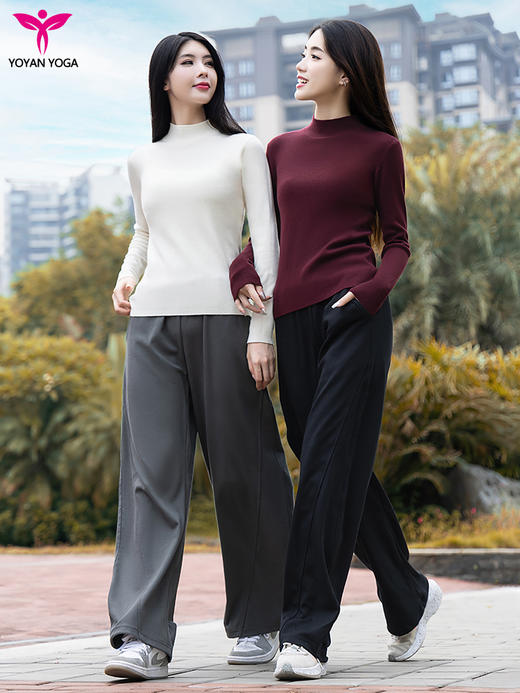 悠妍加厚半高领长袖针织毛衣打底衫CX24534 含绵羊毛瑜伽服上衣 商品图3