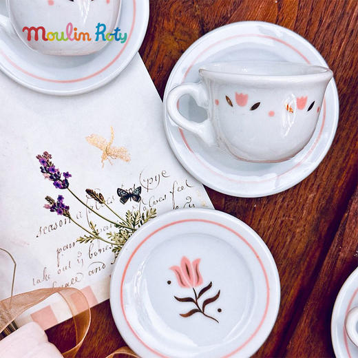 Moulin Roty 花朵女孩-马口铁茶具套装 手提箱 适合3岁+ 精美装饰 过家家玩具 花朵女孩系列 法国品牌-710538 商品图6