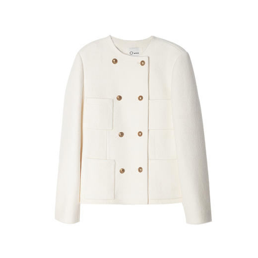 西嘉羊毛强缩呢复古双排扣箱型小香外套2024冬上新(货号:WT2404069) 商品图3