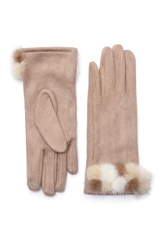 SUMMER & SAGE 毛绒装饰奶油色五指手套 8549 商品图2