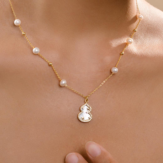 Manreya玛芮雅“珠连福禄”法式珍珠贝母项链气质高雅项链 商品图4