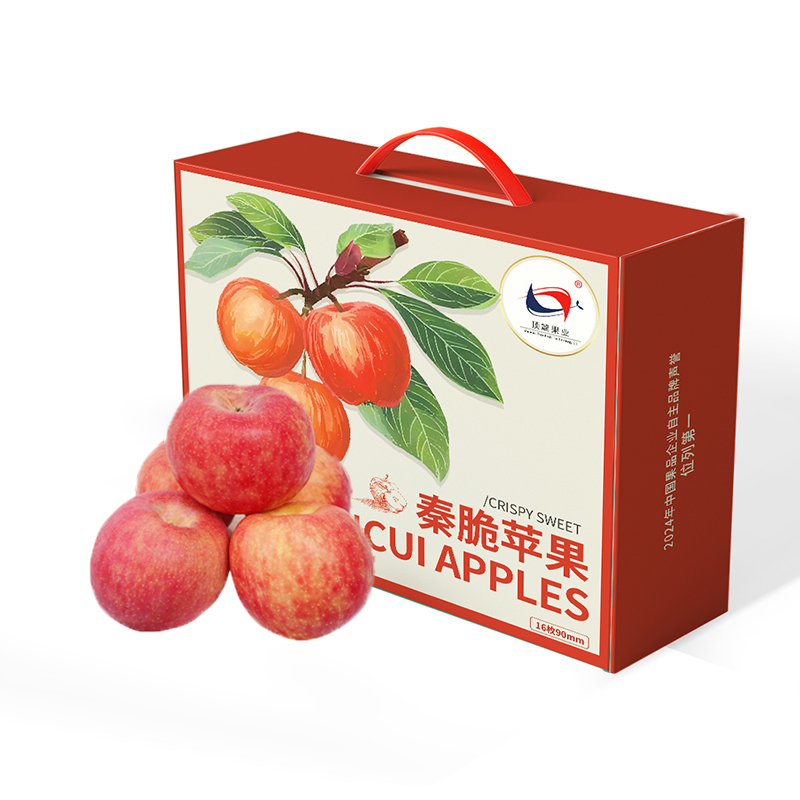 【秦脆苹果】16枚90mm超大果顶端果业陕西洛川秦脆苹果手提礼盒
