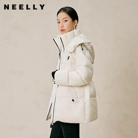 NEELLY纳俪商场同款冬季新款一手长连帽立领羽绒服外套女保暖收腰N23124L07789