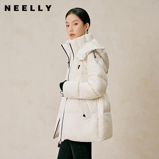 NEELLY纳俪商场同款冬季新款一手长连帽立领羽绒服外套女保暖收腰N23124L07789 商品图0