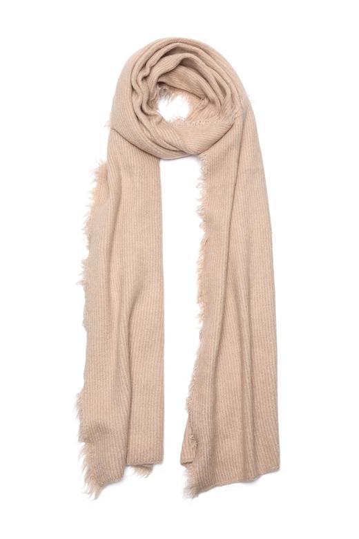 AVA 米色毛边针织围巾 8431 商品图1