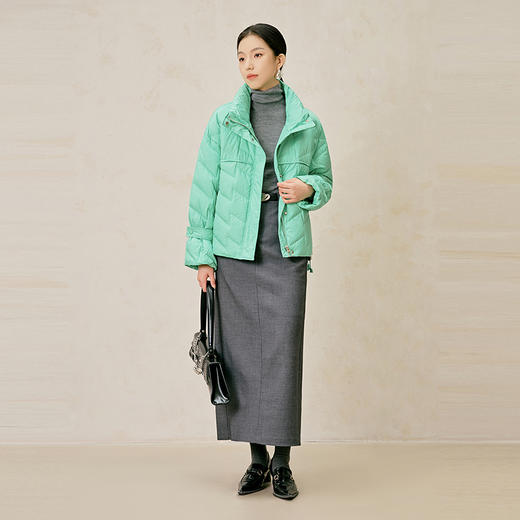 NEELLY纳俪商场同款冬季新款绿色短款小个子立领保暖羽绒服外套女N23124L07793 商品图2