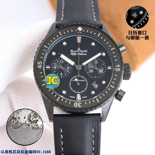 定制版  市场唯一对版。
【毒物】宝珀五十噚系列5200-0153-B52A深潜器飞返计时码表问世了，低调中彰显不凡，采用进口泛蓝光蓝宝石玻璃，刀刮不留痕，目前最高版本➕完美无破绽，正品原版开模❕❕❕ 商品图9