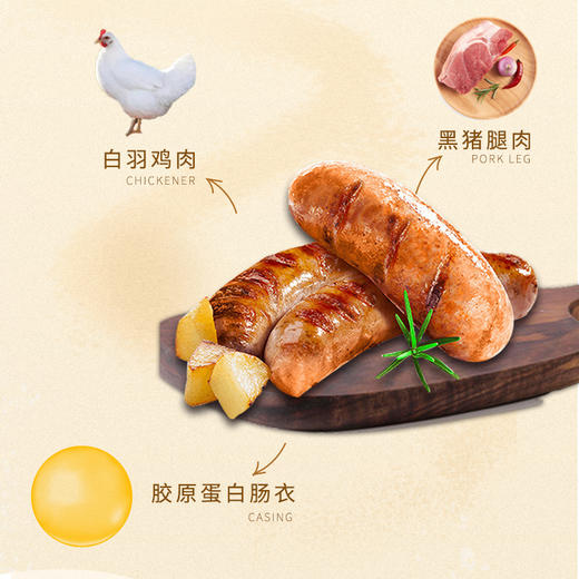 【山东好物】蔬菜膳食黑猪肉肠/奥尔良脆骨黑猪肉肠   320g/盒/8根*4盒 商品图2