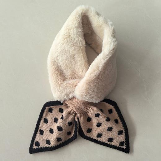 【韩版波点交叉围巾，甜美保暖】围巾女冬款 韩版波点交叉毛绒 甜美保暖 秋冬学生围脖 仿兔毛围巾-QQ 商品图8