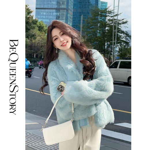余潇潇红人上新【华丽颂歌】气质托斯卡纳羊皮毛一体翻领皮草外套 商品图2