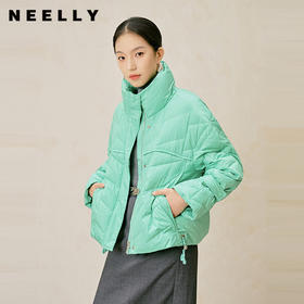 NEELLY纳俪商场同款冬季新款绿色短款小个子立领保暖羽绒服外套女N23124L07793