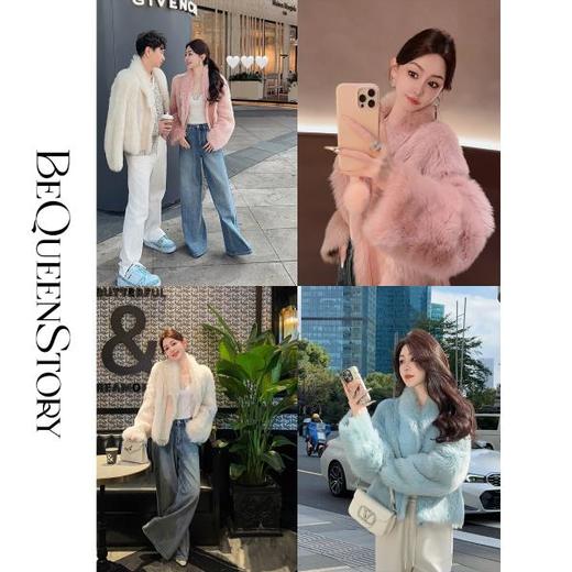 余潇潇红人上新【华丽颂歌】气质托斯卡纳羊皮毛一体翻领皮草外套 商品图0