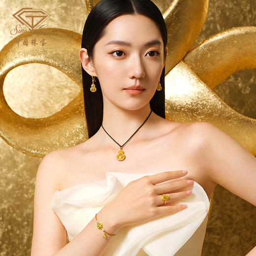 「美好有福」蕙质兰心足金葫芦吊坠 古法黄金兰花葫芦挂坠 商品图4