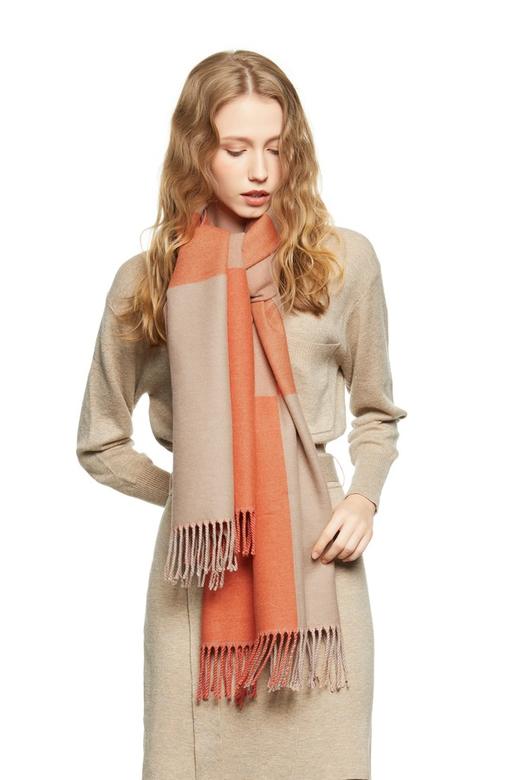 AVA 双色格纹流苏围巾 8082 商品图0