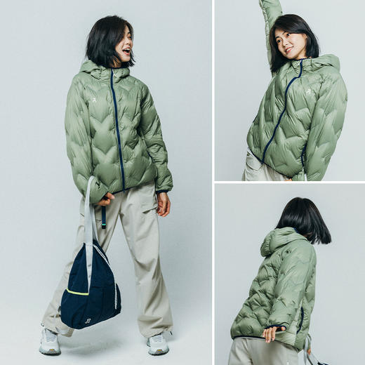 【品牌直发】ACMEITEM爱棵米 户外亲子轻量压胶羽绒服防泼水连帽拼接外套男女GAF3110337G 商品图2