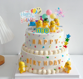 可爱小奶龙童趣双层蛋糕