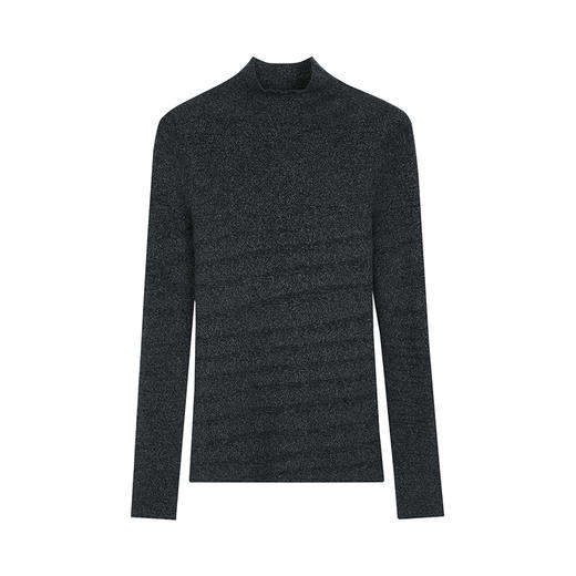 NEELLY纳俪商场同款冬季新款小高领无缝羊毛针织衫女高级灰色毛衣N24103A01070 商品图3