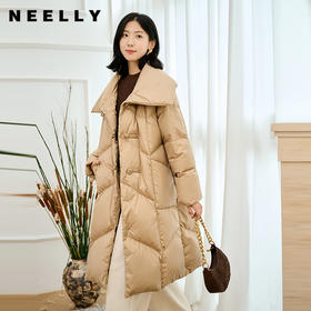 NEELLY纳俪商场同款冬季新款大翻领90%鸭绒中长款保暖羽绒服女N24104L07740
