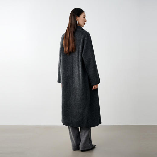 NEELLY纳俪商场同款冬季新款灰色法式绵羊毛长款毛呢大衣外套女N24104N03306 商品图1