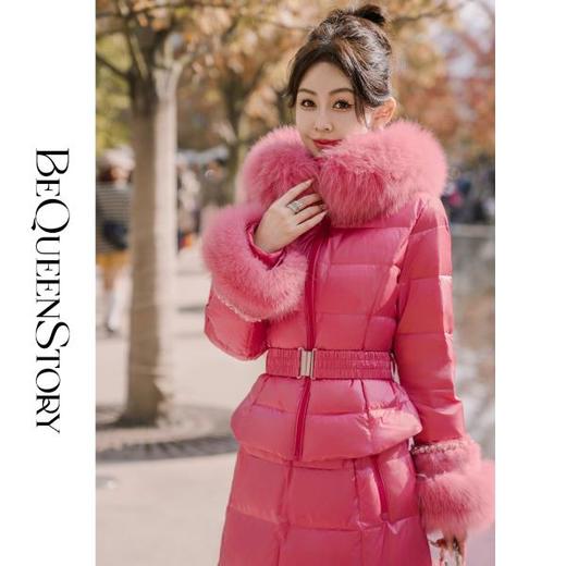 余潇潇红人上新【风华绝代】气质缎面珠光立领外套松紧半裙鵝绒套装 商品图0