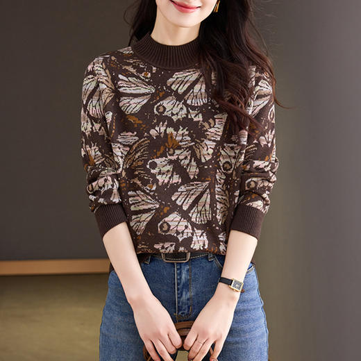 CC-CJ-CJ560复古半高领毛衣女2024秋冬新款设计感宽松保暖羊毛针织打底衫上衣 商品图3