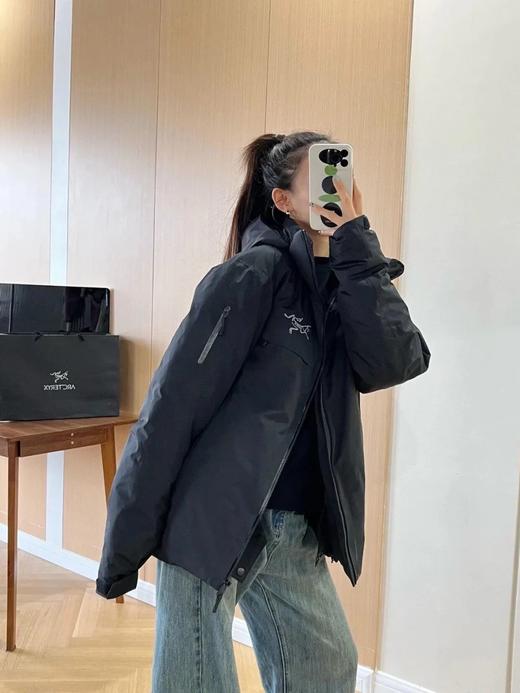 袅家三层结构徽标防水情侣款连帽滑雪羽绒服外套 商品图1