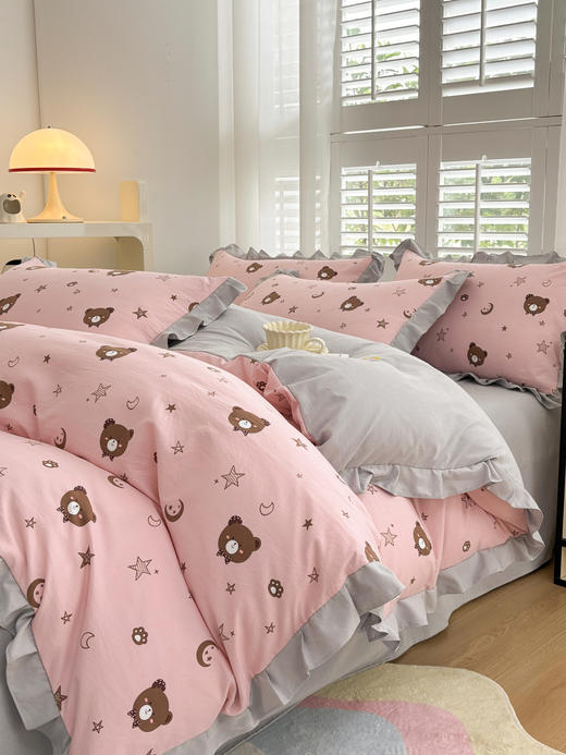 【品牌直发】加倍生活 云锦韩版四件套 ins公主风床裙四件套  柔软细腻  不易褶皱 干爽透气 学生宿舍套件 商品图9