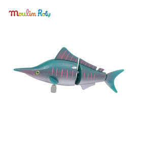 Moulin Roty 蓝色-疯狂摇摆鱼 发条玩具 适合3岁+ 能在水里畅游的搞笑玩具 小小奇迹系列 法国品牌-711151