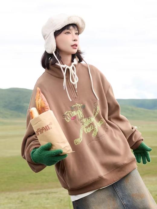 早乙女惠子saotome/STMWY243255/卷毛小狗半开领加绒卫衣 商品图2