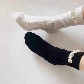 意大利系列 舒适好穿 百搭精致复古手工珍珠中筒袜 两色礼盒装