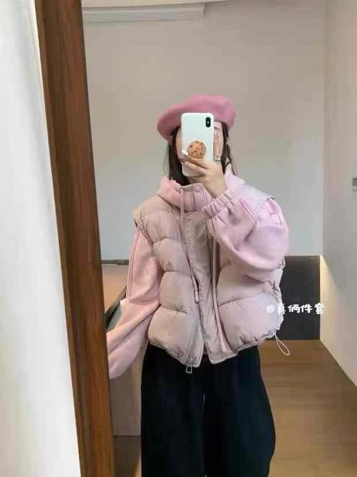 【YW】无忧购韩版宽松显瘦白鸭绒羽绒马甲+加绒连帽卫衣两件套24158#(截单后7天发货)25年清仓捡漏 商品图2