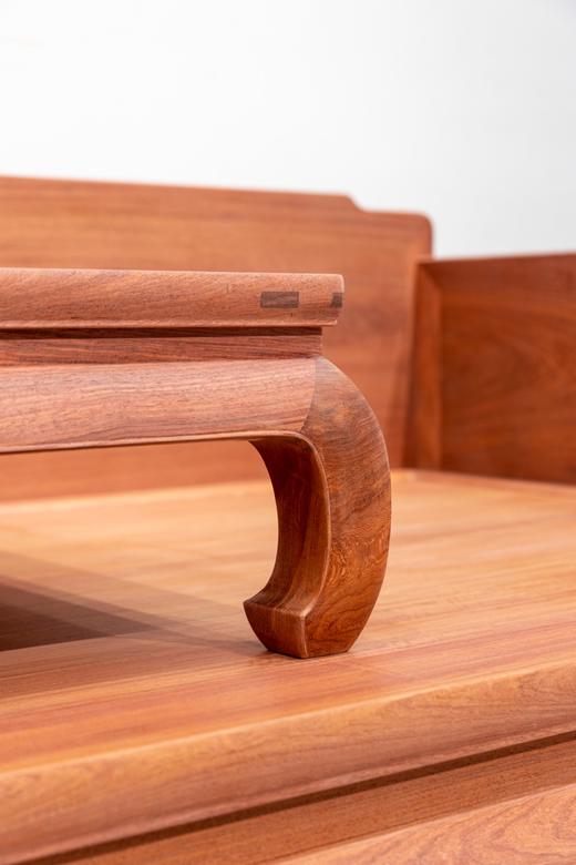 红桥红  家具严选  缅甸花梨（大果紫檀）  【205弯腿三围独板 罗汉床两件套 两拼】 商品图4