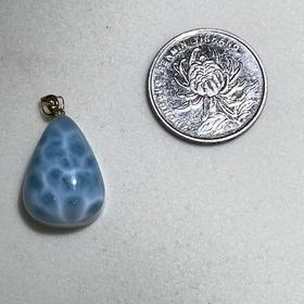18K金海纹石吊坠，尺寸2.9/1.6cm