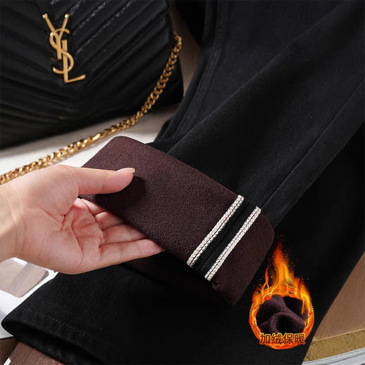 【自】全新升级【铂金会员183/天猫239/差价56】(52019) 洛诗琳2024黑色法棍裤秋冬牛仔裤显瘦保暖窄版加绒直筒裤女 商品图3