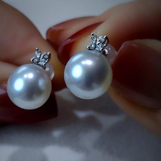 “月光”18k澳白珍珠耳钉 商品图7