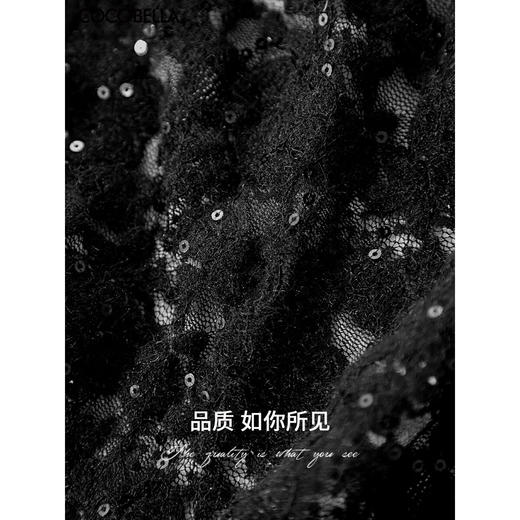 COCOBELLA精致女人味亮片植绒蕾丝衫半高领优雅打底衫LC7027-2 商品图4