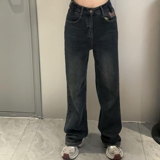 Z1一粒扣皮牌抓绒直筒牛仔裤40909 冬季 807984091106 商品图0