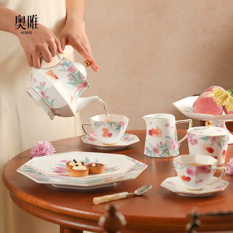 景德镇 奥唯 金玉满堂 咖啡杯果盘 下午茶杯 马克杯 糖罐奶缸组合高颜值