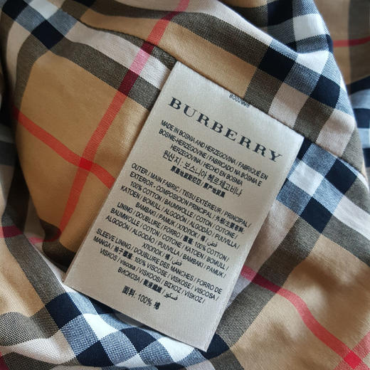 【95新】Burberry博柏利米灰色拼格纹风衣100%棉UK 8码（175/84A）女士现售价：3700！121124TJ18 商品图6