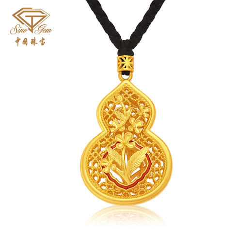 「美好有福」丹桂飘香足金花丝吊坠 古法黄金桂花葫芦挂坠 商品图1